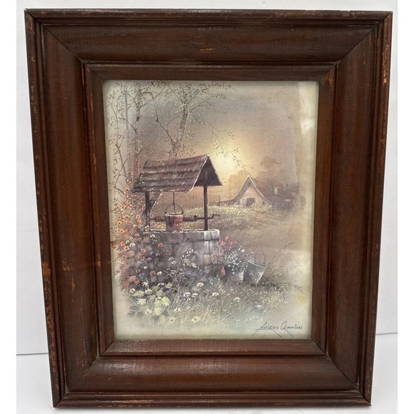 American Vintage Other - Vintage Andres Orpinas Lithograph Print Litho Wishing Well Framed 13x11